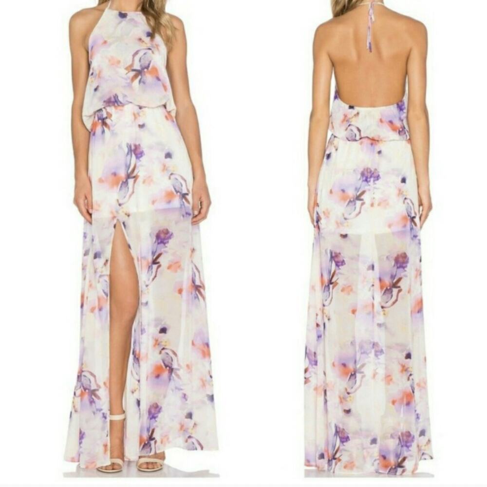 Show Me Your Mumu Heather Halter Dress Abers Babers (Watercolor Floral) XS New